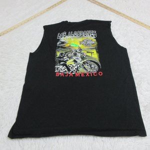 Harley Davidson Tank Top T Shirt Large Black Los Algodones Baja Mexico Mens